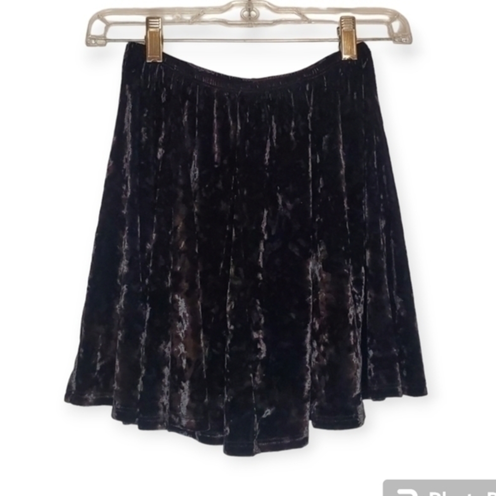 John Galt Black Velvet Skaters Skirt